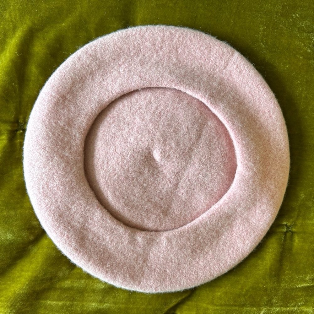 🎀 100% Wool Beret Hat Baby Pink Pastel Pink Hat Winter Chic 🎀 - Picture 5 of 6